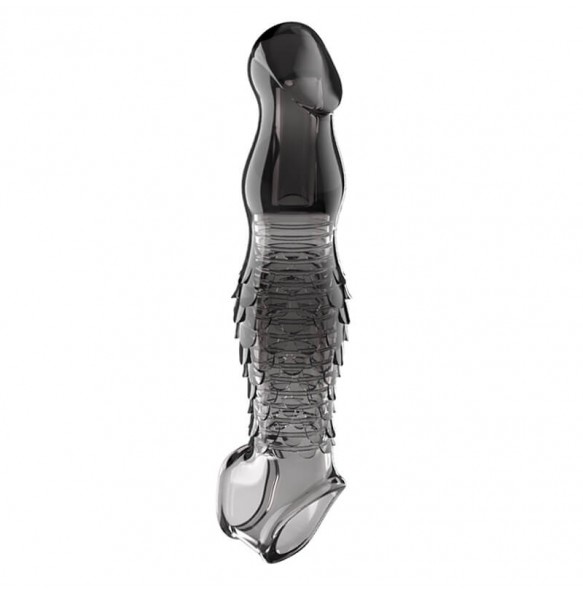 PLEASE ME - Scale-shaped Penis Sleeve (Transparent Black)